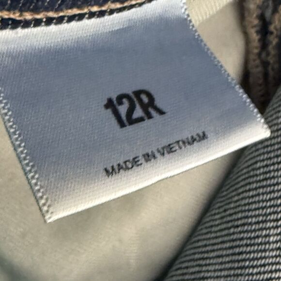 Express Relaxed Straight Jeans Low Rise Rigid Stretch Seamed Dark Blue - Picture 13 of 14